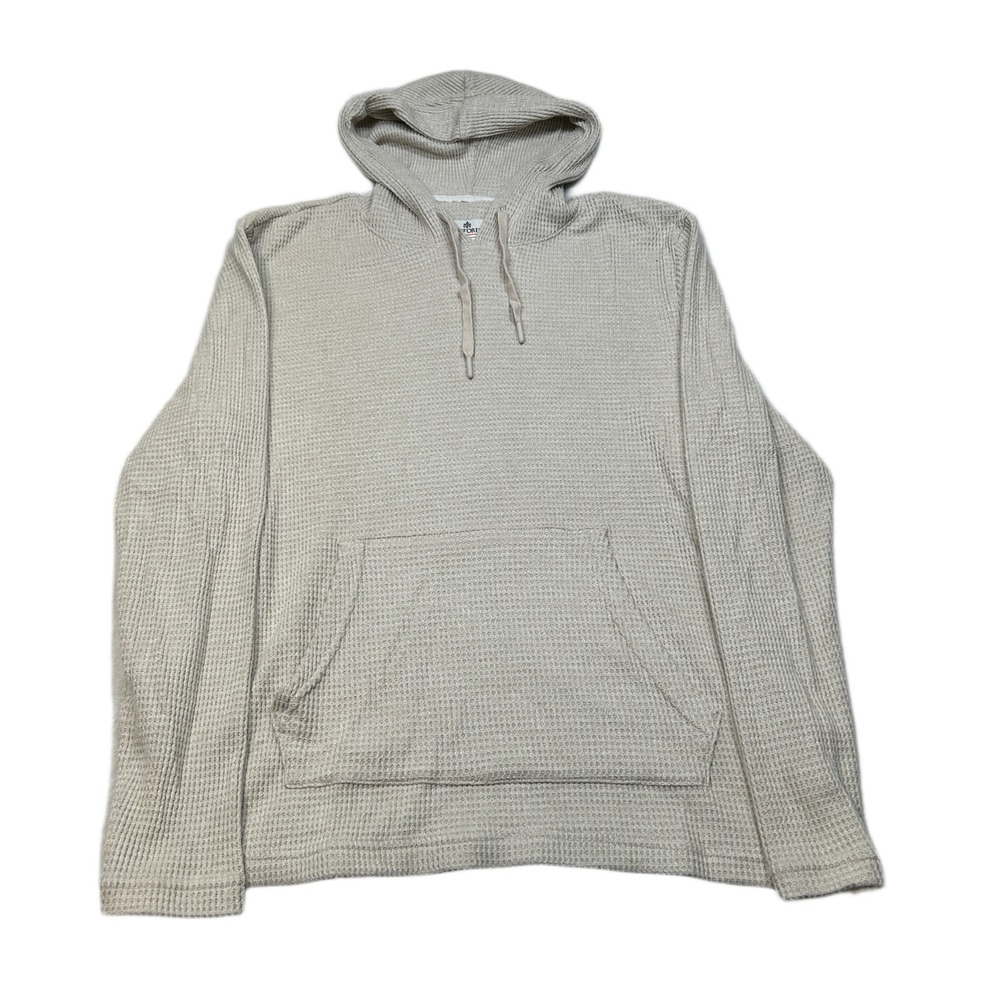 Rainforest Waffle Knit Pullover Hoodie‎ Mens Medium Cream Beige Sweatshirt